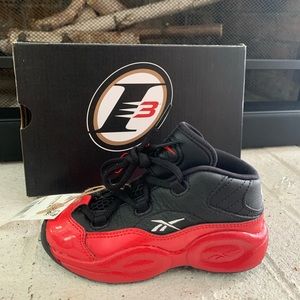 Reebok Kids Allen Iverson Question Mid Shoes in Black/Vector Red. New in box.